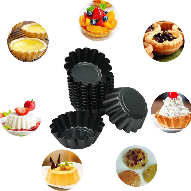 Proshopping 12 Pack Mini Tart Pan, Non-stick Carbon Steel Tart Molds, Pie Mould, Muffin Cupcake Pudding Maker - for Pies, Chinese Tart, Cakes (Size 2.6"x0.9") - Image 3